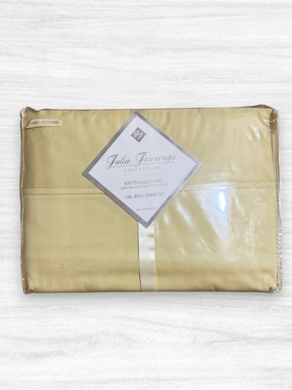 Y2K Julia Jennings California King Sheet Set 400TC Cotton Sateen Butter Yellow
